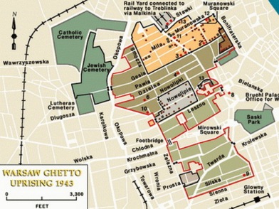 map of the Warsaw ghetto (ca 3 sq.km)